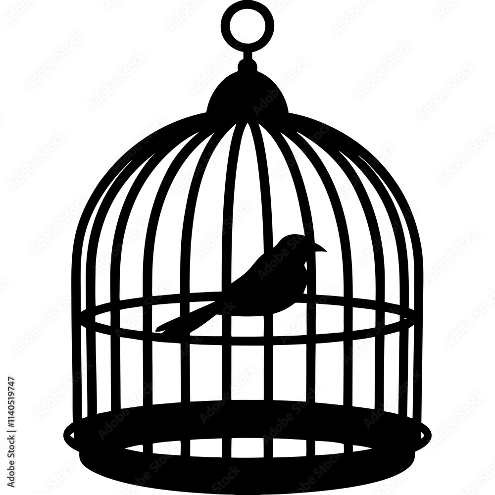 Fototapeta premium Bird Cage Silhouette vector illustration