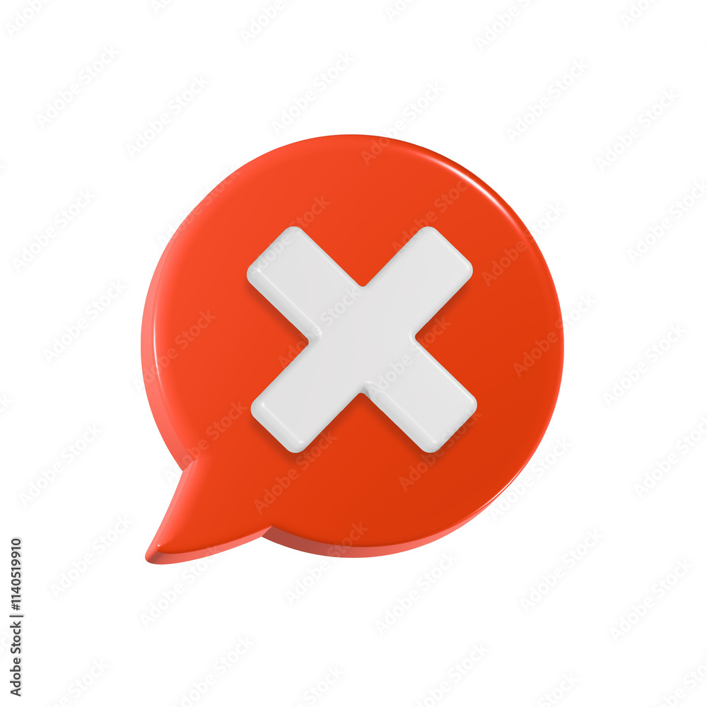 Fototapeta premium 3D Rejection icon, rejected sign, cross symbol