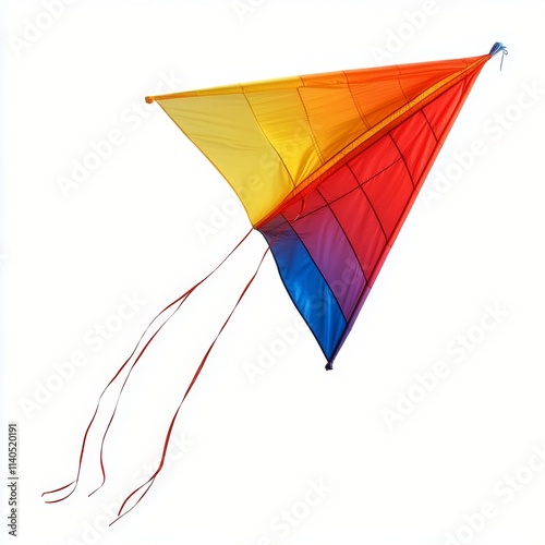 Colorful kite soaring against a clear blue sky during a sunny day in the park