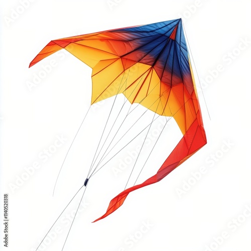 Colorful kite soaring against a clear blue sky during a sunny day in the park