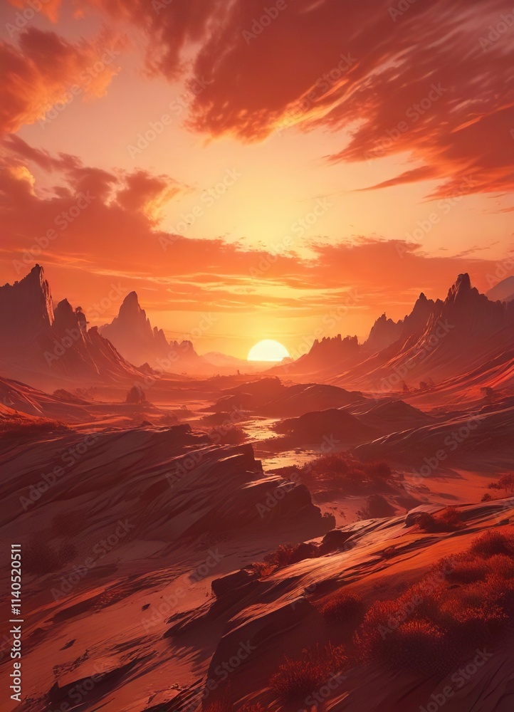 Sunset landscape with abstract brushstrokes in orange and red hues , colors, brushstroke Sunset landscape with abstract brushstrokes in orange and red hues , colors, brushstroke