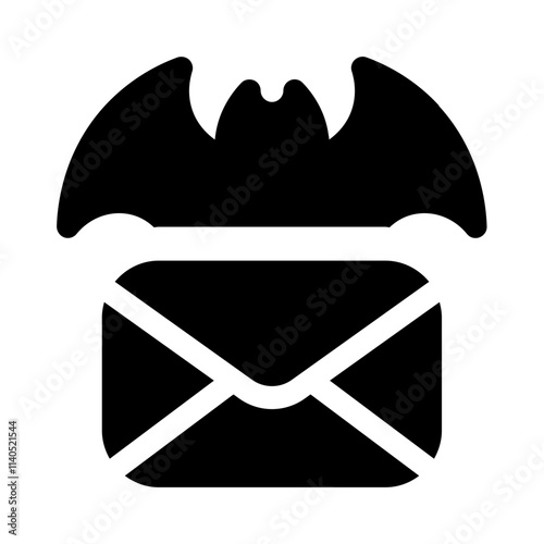 bat mail icon with glyph style, perfect for user interface projects