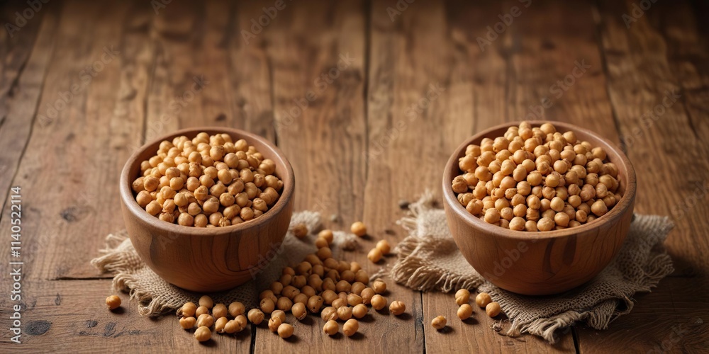 Humble chickpea in a rustic bowl on wooden table background , grain, farm to table, legume Humble chickpea in a rustic bowl on wooden table background , grain, farm to table, legume