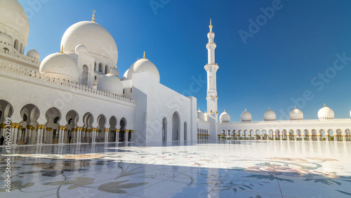 Fotografie Sheikh Zayed Grand Mosque timelapse hyperlapse in Abu Dhabi, the capital city of