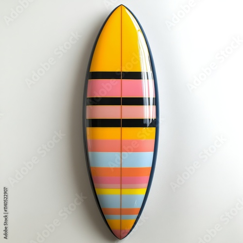 Surfboard with vibrant colors designed for fun days at the beach under sunny ...