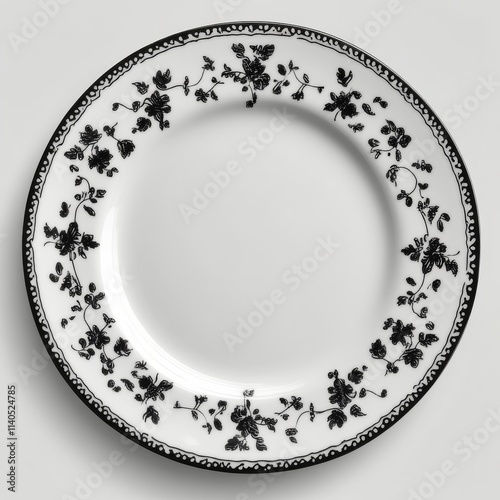 Elegant porcelain plate with floral pattern and gold trim for dining or display