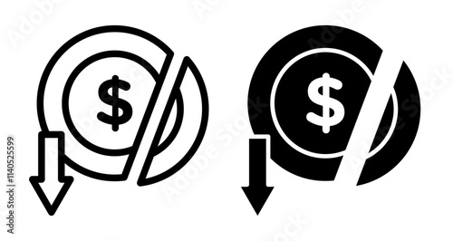 Bankruptcy Icons pack in outlined and flat versions