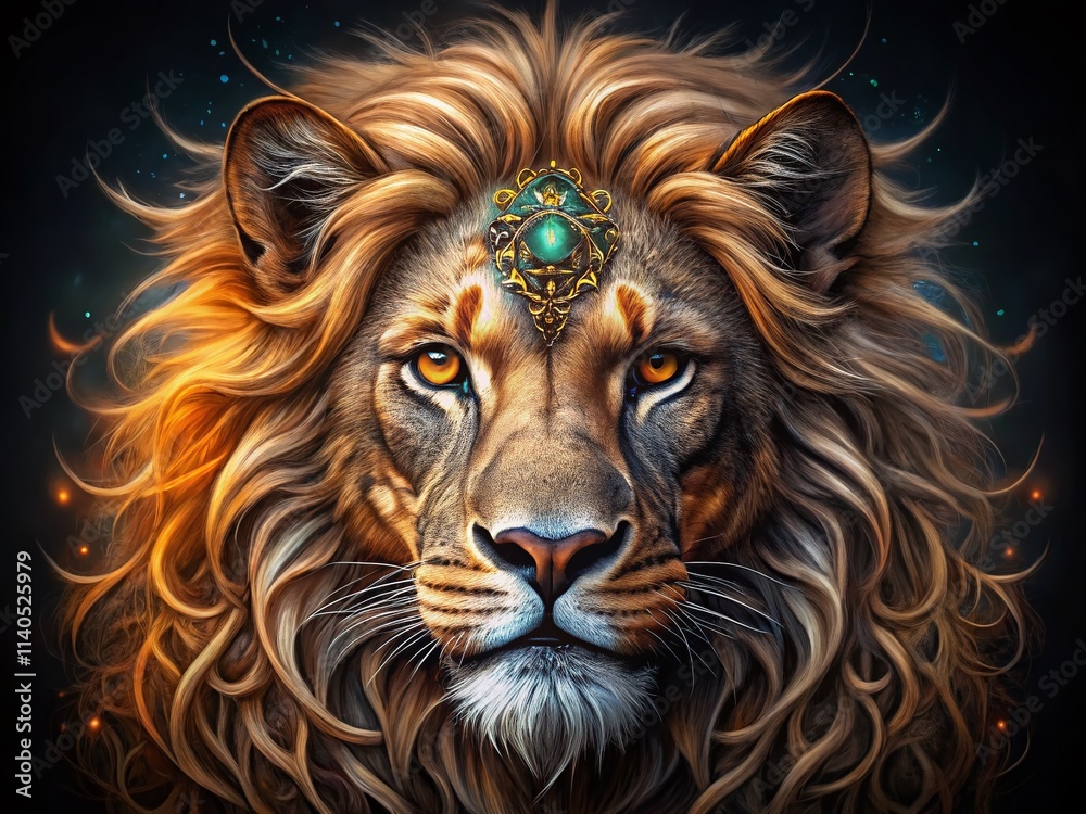 Fototapeta premium Majestic Lion Eyes Tattoo - Long Exposure Photography Art