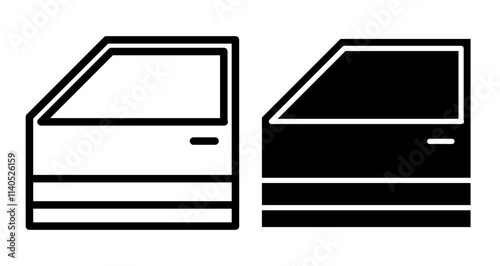 Car Door Icons pack in outlined and flat versions