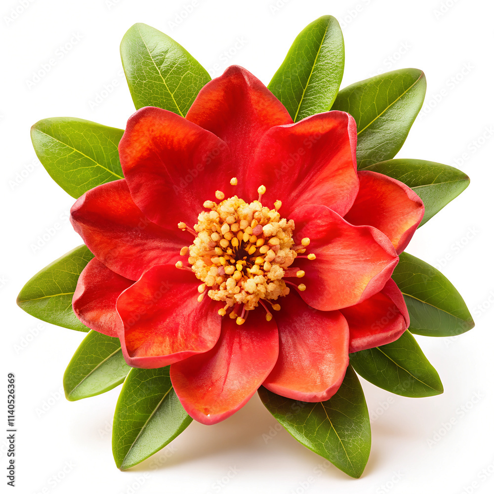 Obraz premium Pomegranate flower, fruit blossoming isolated on white, clipping Pomegranate flower