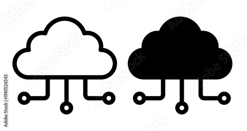 Cloud computing Icons pack in outlined and flat versions