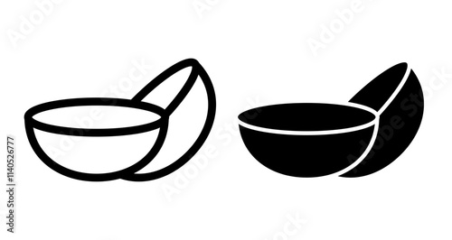 Contact lens Icons pack in outlined and flat versions