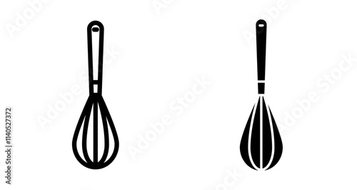 Egg beater Icons pack in outlined and flat versions