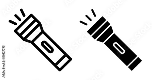 Flashlight Icons pack in outlined and flat versions