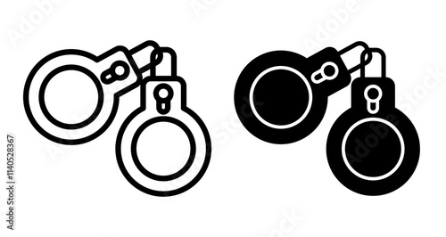 Handcuffs Icons pack in outlined and flat versions