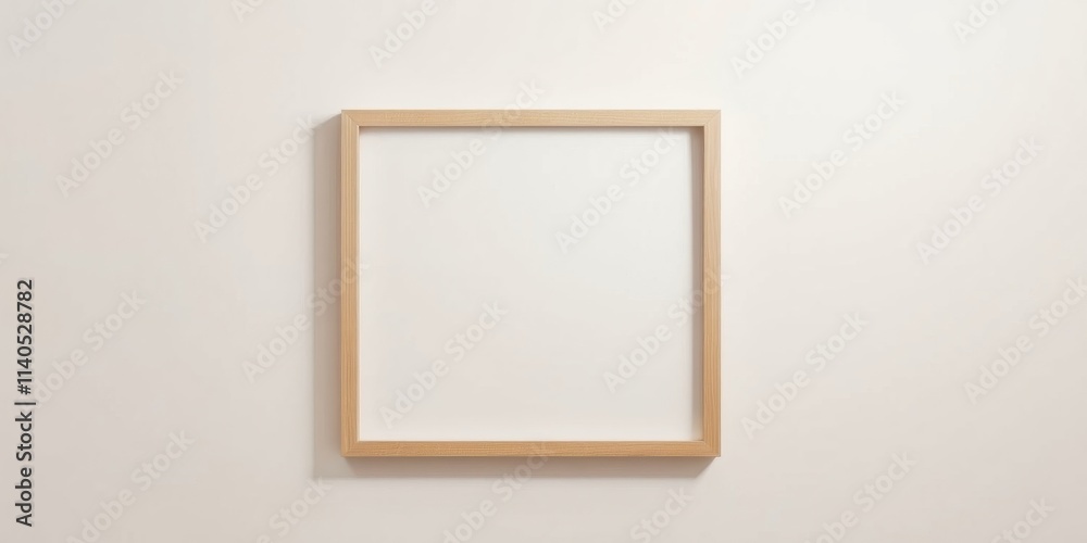 Simple, light wood frame on a neutral wall, perfect for interior design or minimalist mockups. Simple, light wood frame on a neutral wall, perfect for interior design or minimalist mockups.