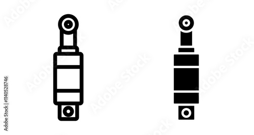 Hydraulic cylinder Icons pack in outlined and flat versions
