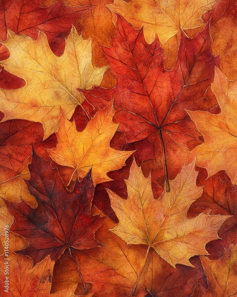 Vibrant Autumn Leaves in Rich Colors of Red and Yellow Tones Vibrant Autumn Leaves in Rich Colors of Red and Yellow Tones