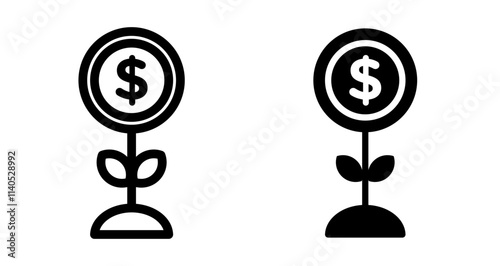 Investment Icons pack in outlined and flat versions
