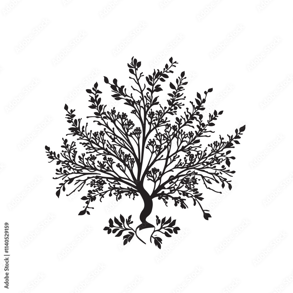 Obraz premium Silhouette_of_an_isolated_flower_and_branches