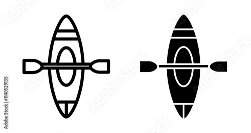 Kayak Icons pack in outlined and flat versions