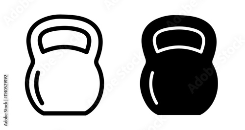Kettlebell Icons pack in outlined and flat versions