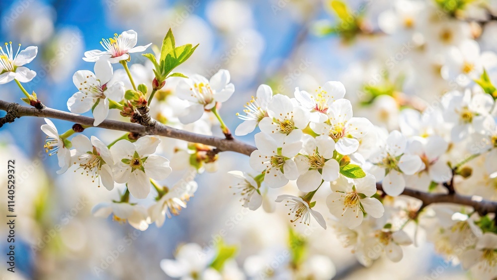 Spring landscape with white blossom trees Spring landscape with white blossom trees