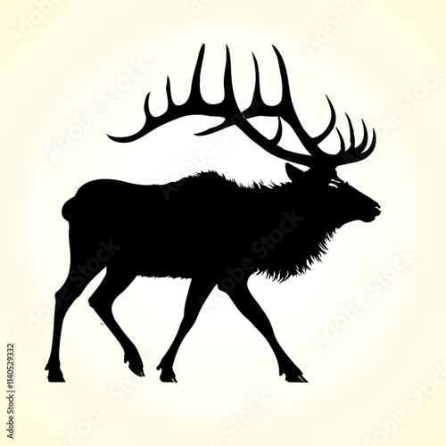 Elk vector silhouette with white background photo