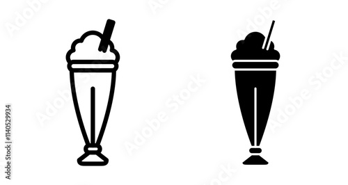 Milk shake Icons pack in outlined and flat versions