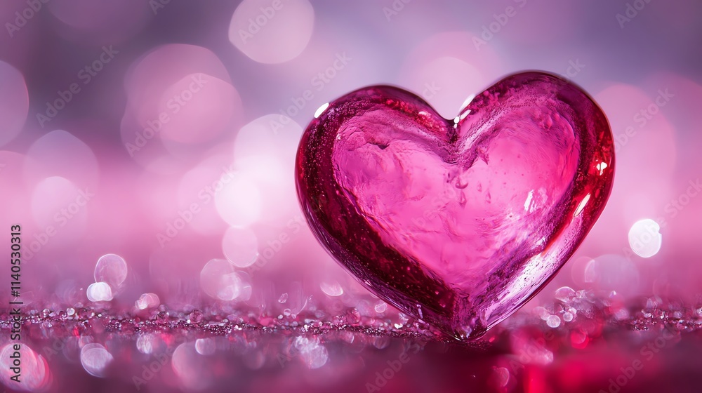 Fototapeta premium A stunning glass heart captures light, radiating warmth and love, perfect for romantic themes and creative projects.