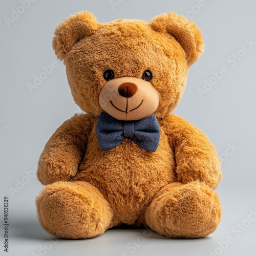 Soft bear with bow tie on plain background ready for cuddles and comfort
