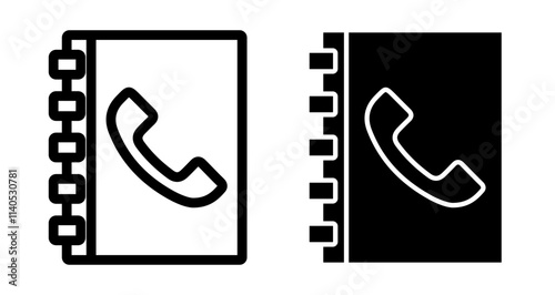 Phone book Icons pack in outlined and flat versions
