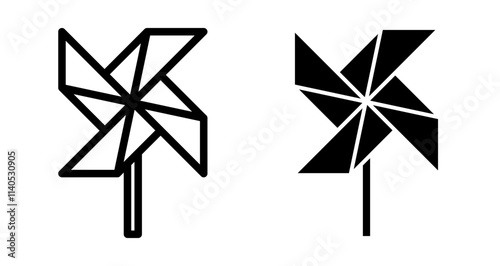 Pinwheel Icons pack in outlined and flat versions