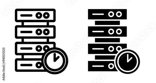 Real time data Icons pack in outlined and flat versions