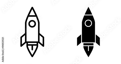 Rocket Icons pack in outlined and flat versions