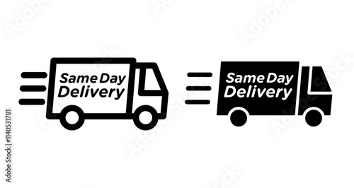 Same day delivery Icons pack in outlined and flat versions