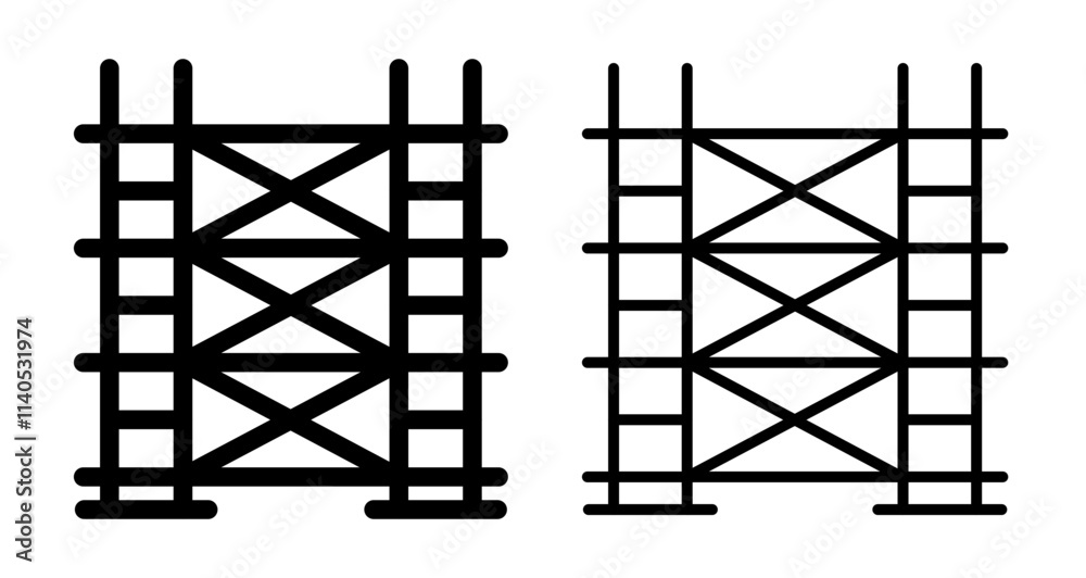 Scaffolding Icons pack in outlined and flat versions
