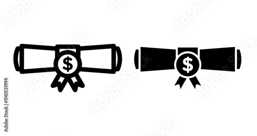 Scholarship Icons pack in outlined and flat versions