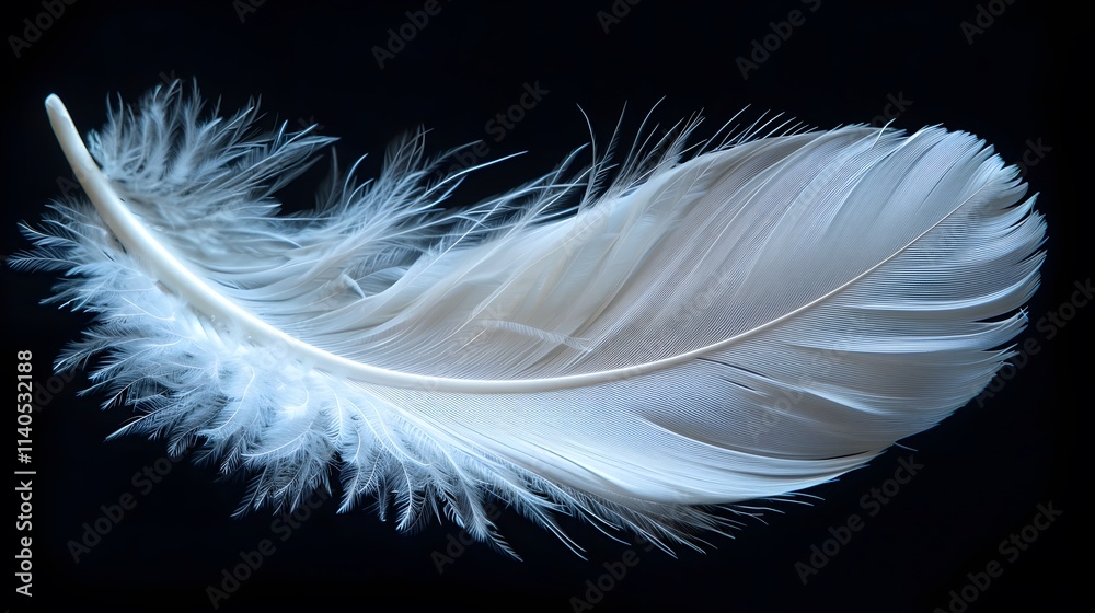 Obraz premium White feather isolated on black background