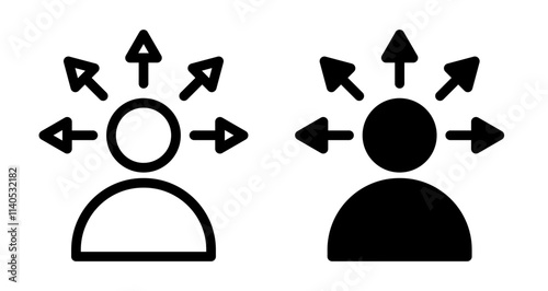 Self awareness Icons pack in outlined and flat versions