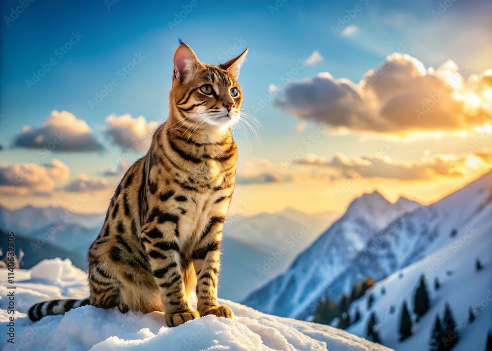 Majestic Snow Lynx Bengal Cat: Winter Wonderland Landscape Photography Majestic Snow Lynx Bengal Cat: Winter Wonderland Landscape Photography