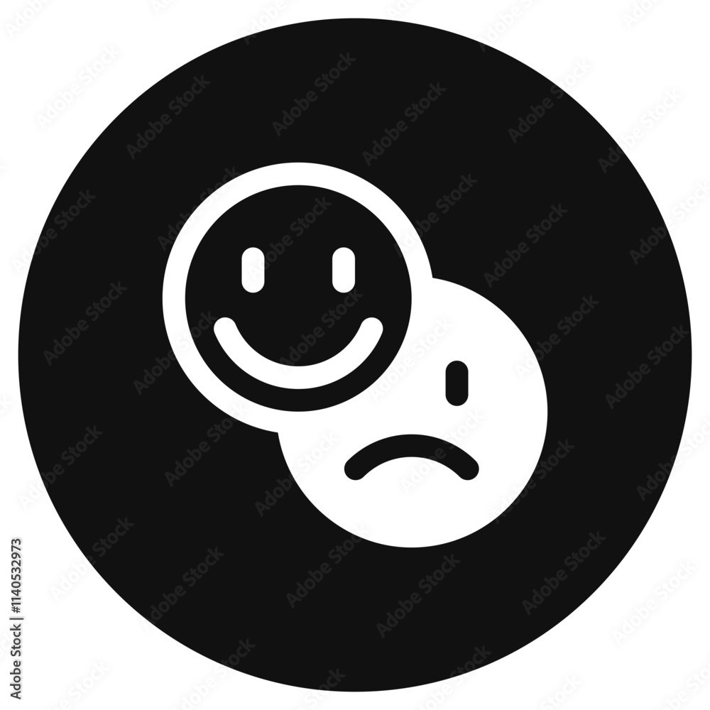 Vector emoticon reaction icon. Black, white background. Perfect for app and web interfaces, infographics, presentations, marketing, etc. Vector emoticon reaction icon. Black, white background. Perfect for app and web interfaces, infographics, presentations, marketing, etc.