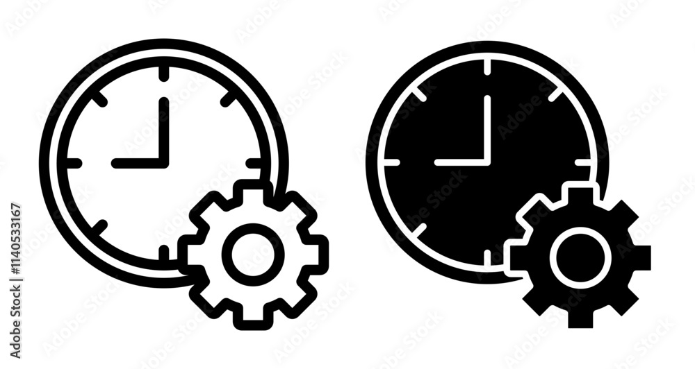 Time management Icons pack in outlined and flat versions Time management Icons pack in outlined and flat versions