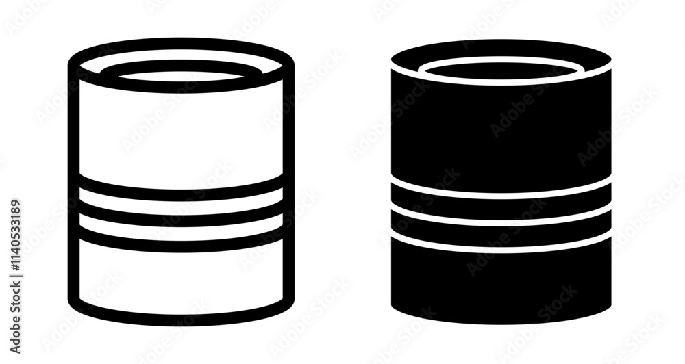 Tin can Icons pack in outlined and flat versions