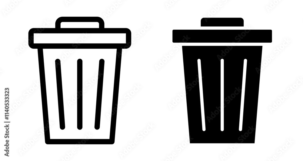 Trash bin Icons pack in outlined and flat versions Trash bin Icons pack in outlined and flat versions