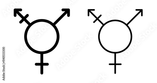 Transgender symbol Icons pack in outlined and flat versions