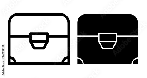 Treasure chest Icons pack in outlined and flat versions