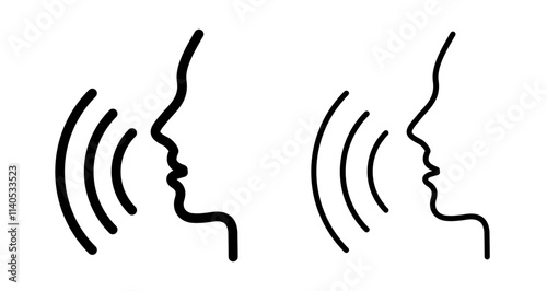Voice sound command Icons pack in outlined and flat versions