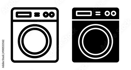 Washing machine Icons pack in outlined and flat versions