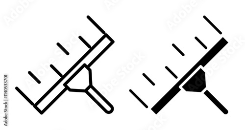 Window squeegee Icons pack in outlined and flat versions